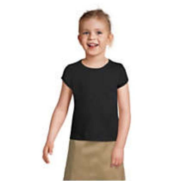 NWT LANDS' END GIRLS SHORT SLEEVE ESSENTIAL T-SHIRT BLACK LARGE & XL - Picture 1 of 9